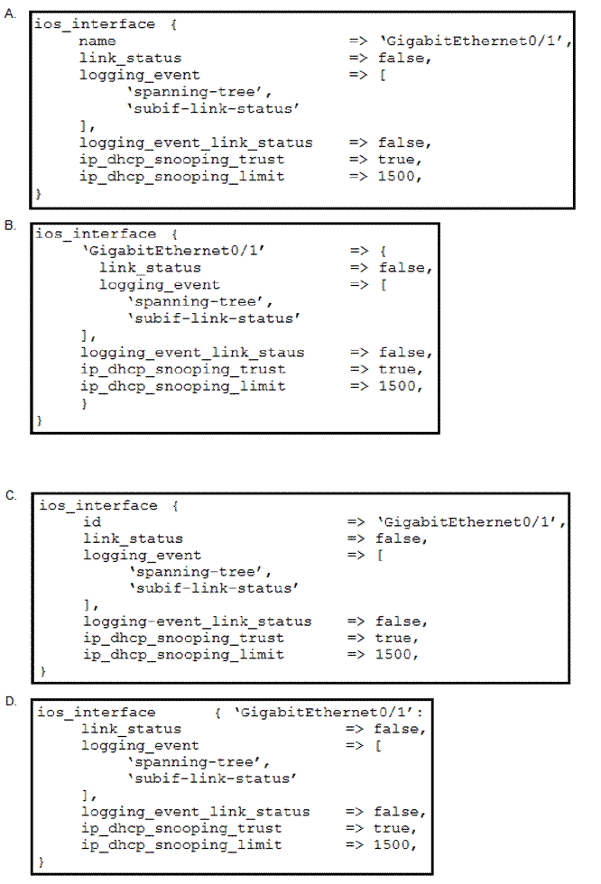 Which Puppet manifest needs to be used to configure an interface Sns-Brigh10